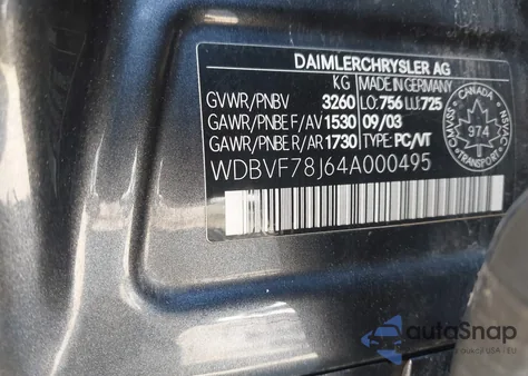 2004 Maybach 57 z USA, uszkodzony, nr VIN WDBVF78J64A000495